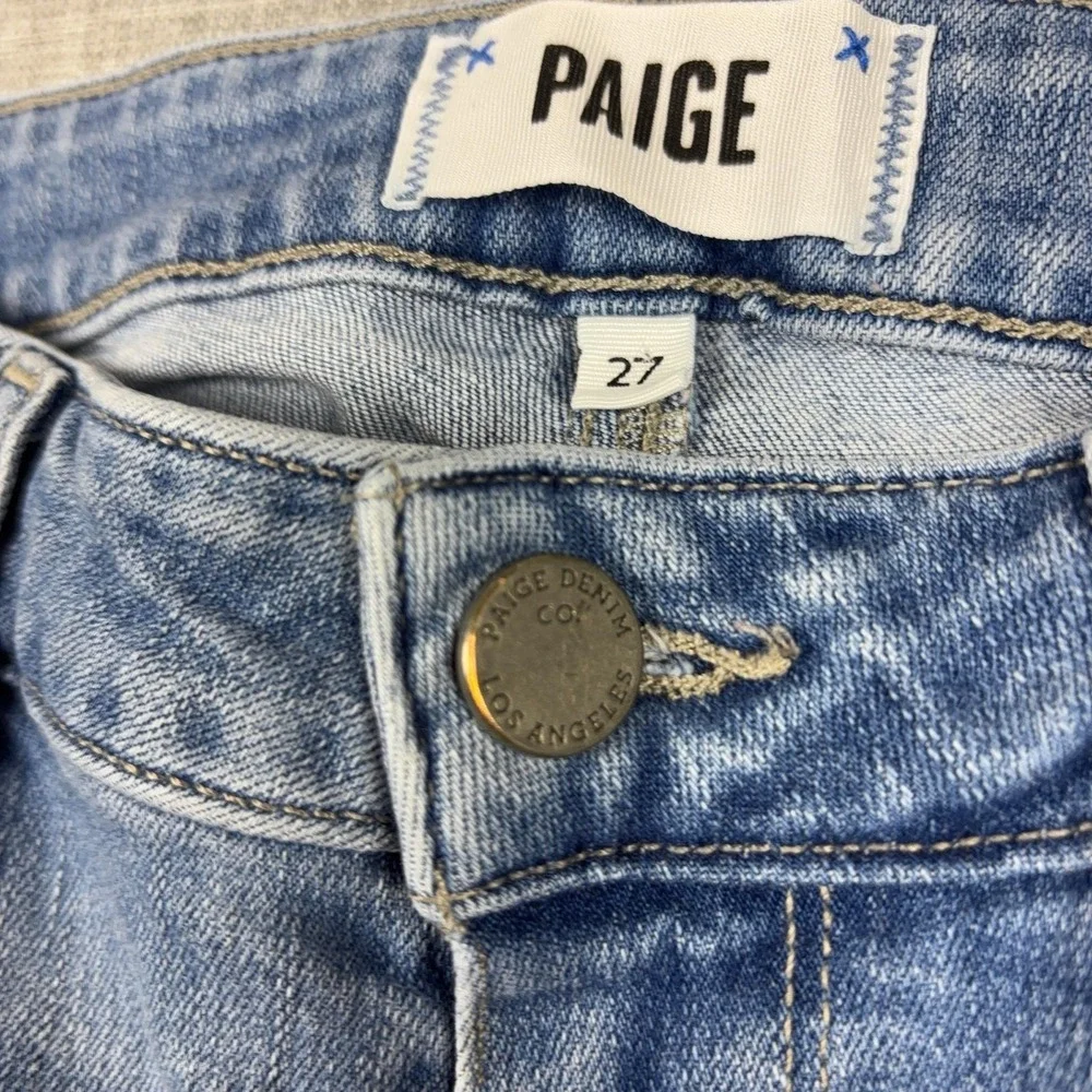 Paige Skyline Skinny Jeans Womens 27 Light Wash Blue Mid Rise Stretch Denim